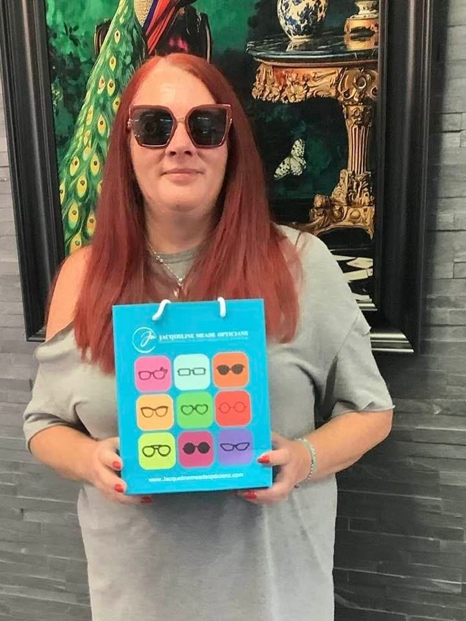 A patient in her new sunglasses