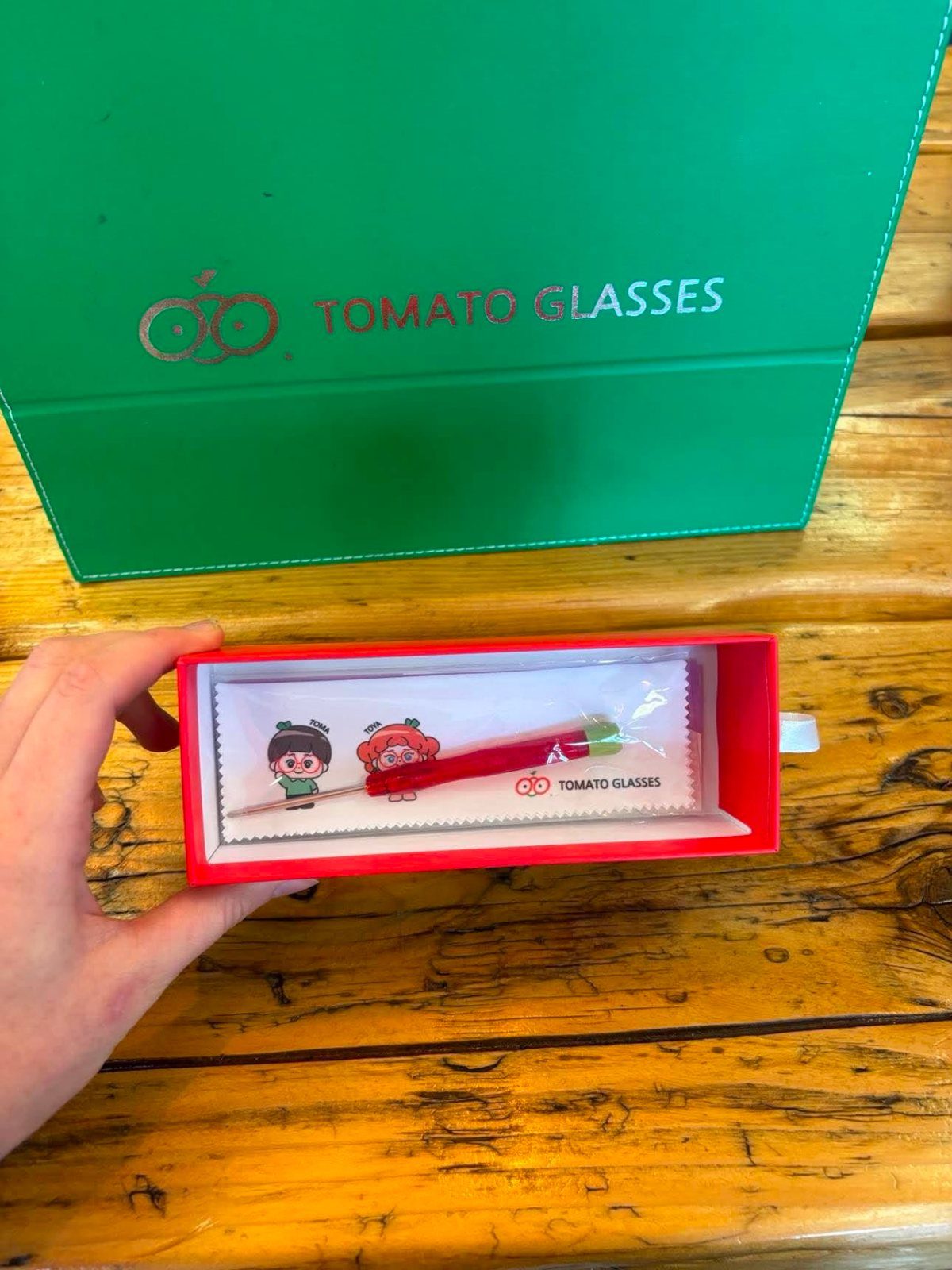 Pink Tomato Glasses children's frame in its gift box